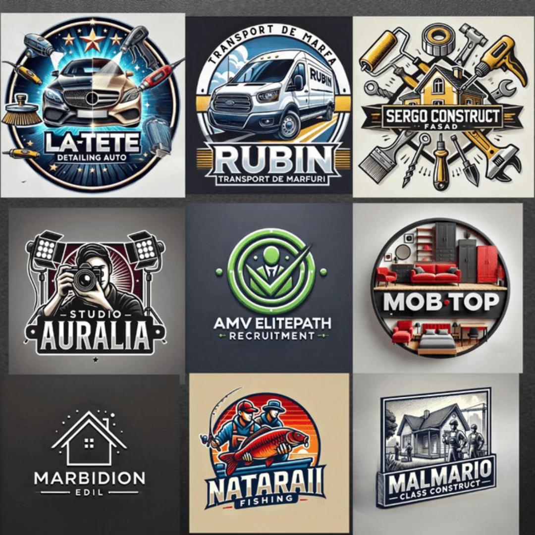Colaj cu logo-uri personalizate create pentru diverse industrii