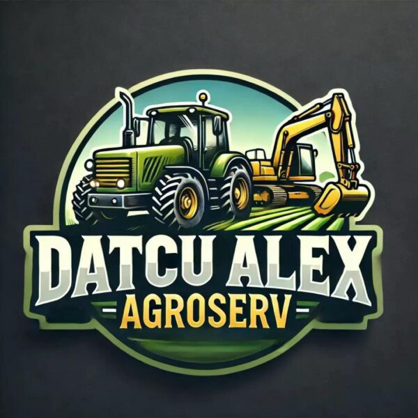 Logo cu simbol de tractor pentru afacere agricolă sau fermă modernă