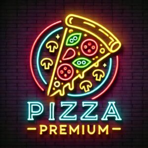 logo neon pentru pizzerie, felie