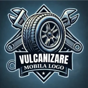 Siglă cu roată și cheie pentru echipă de vulcanizare rapidă la domiciliu